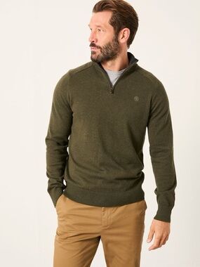 Fat Face Olive Green Half-Zip Men's Sweater